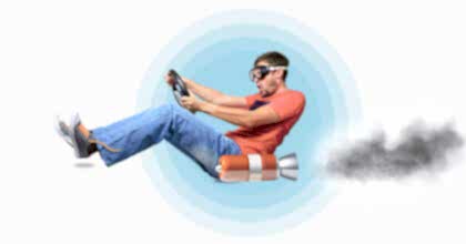 Jet motoruyla hızlanan bir adam görseli; site hızlandırma ve güvenli web altyapısını simgeler