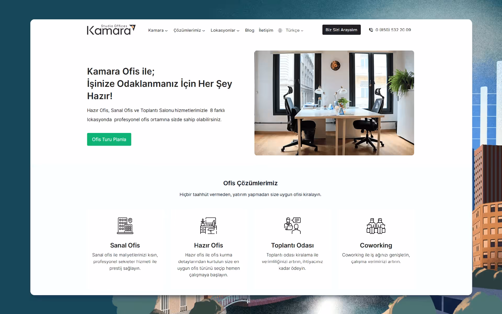 Kamara Ofis – Hazır ve Sanal Ofis Çözümleri Web Sitesi Kamara Ofis sanal ofis ve hazır ofis çözümleri web sitesi WordPress tasarımı