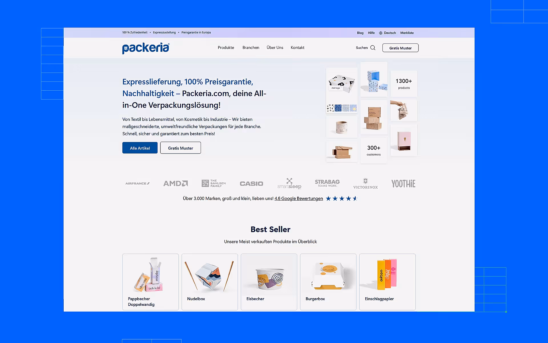 Packeria için Almanya odaklı WordPress ambalaj ürünleri sitesi tasarımı